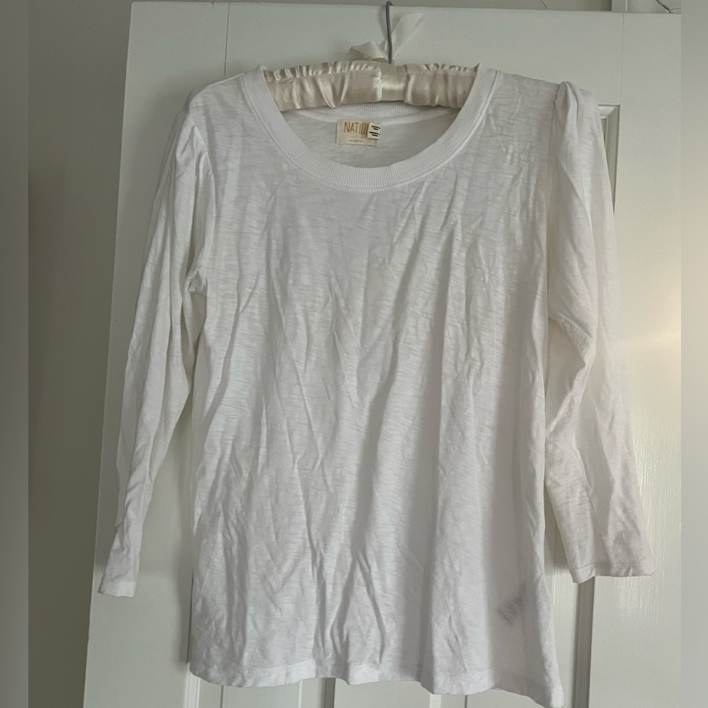 Nation LTD White Long Sleeve Crewneck Tee